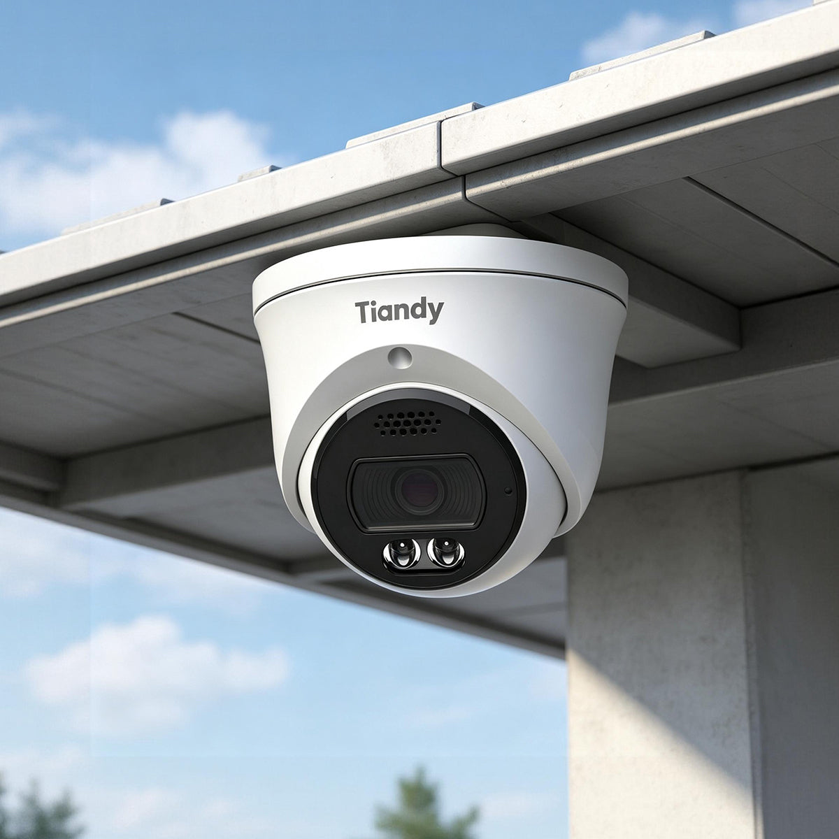 TC-C38XQ 8MP AI Turret Camera shown in a proposed installation setting