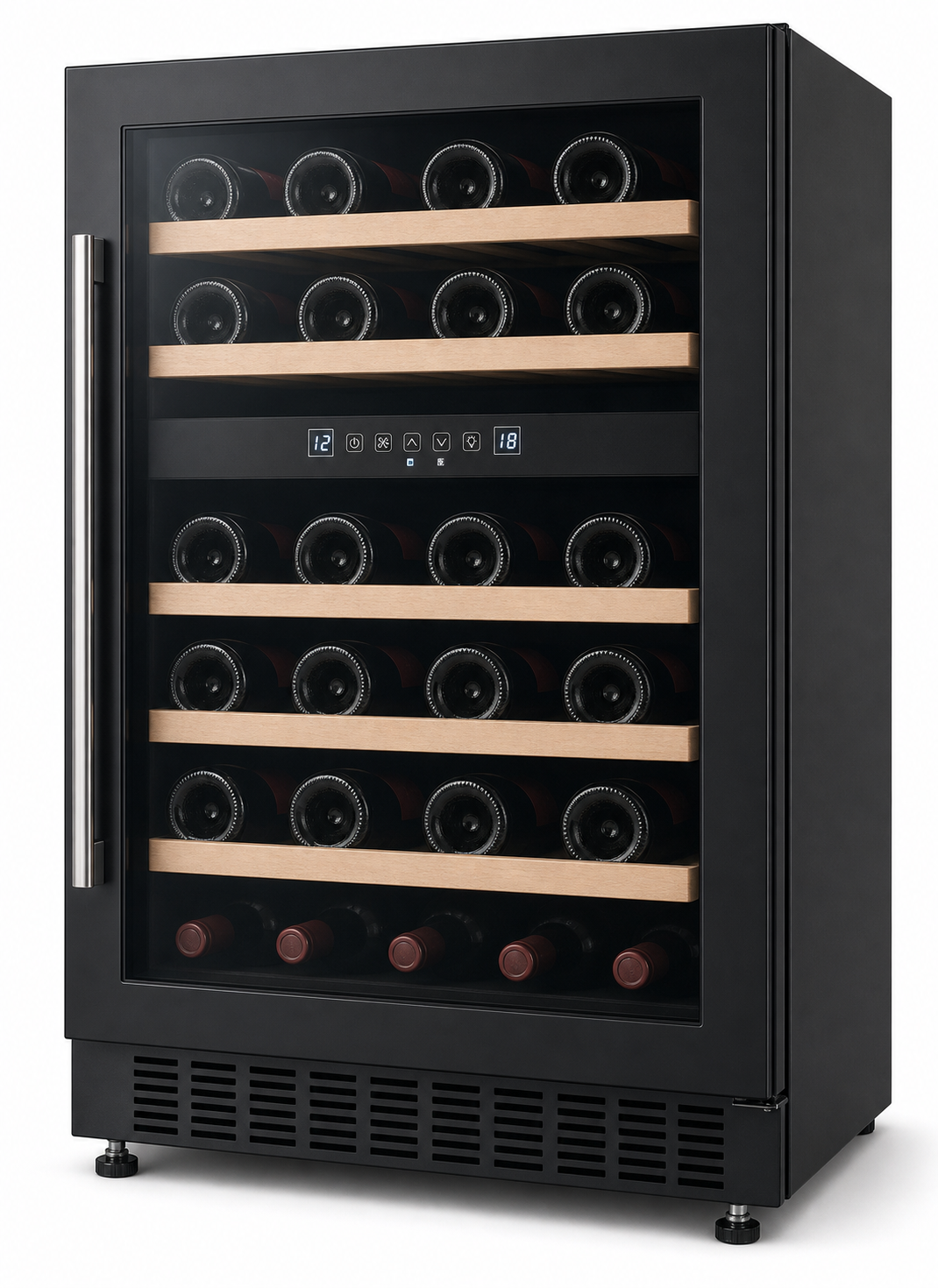 Arklyfe ATLAN Dual Zone Under Counter Wine Cooler — illustrative product render of the dual-zone built-in wine cooler