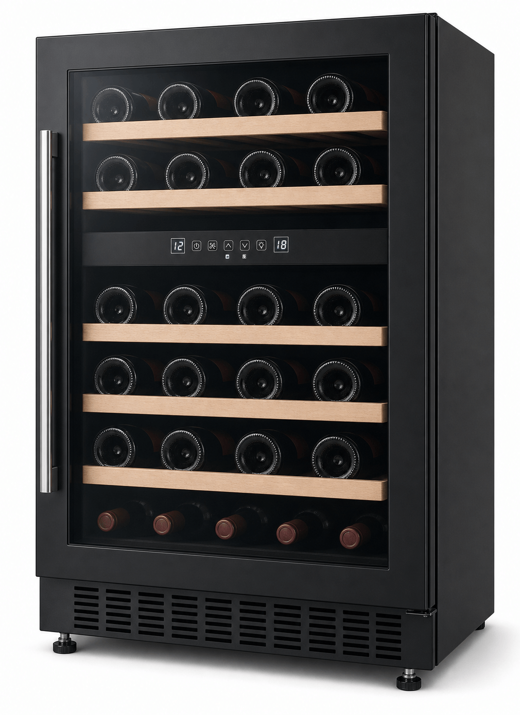 Arklyfe ATLAN Dual Zone Under Counter Wine Cooler — illustrative product render of the dual-zone built-in wine cooler