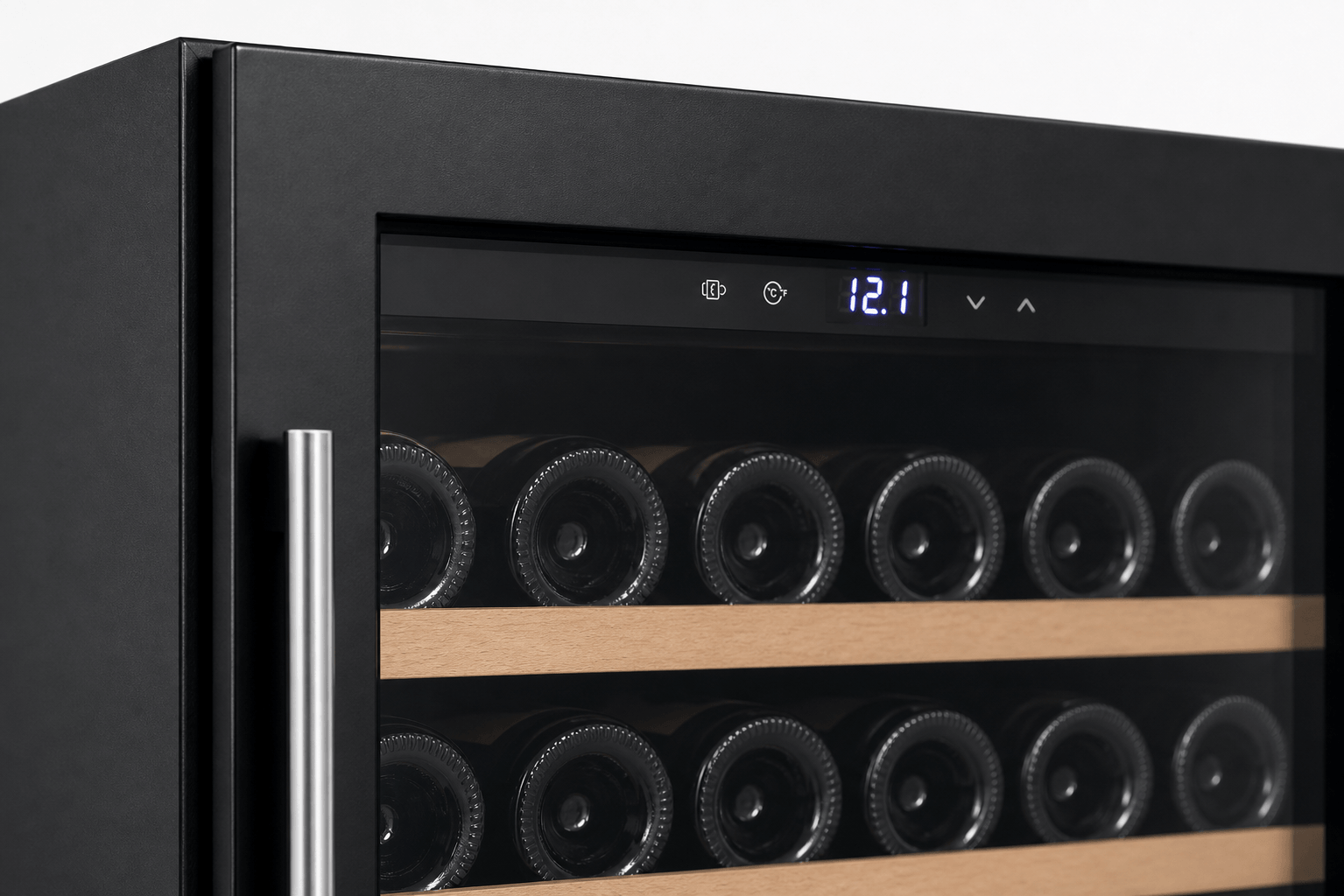 Arklyfe ATLAN Single Zone Wine Cooler — illustrative detail render of the top digital touch panel