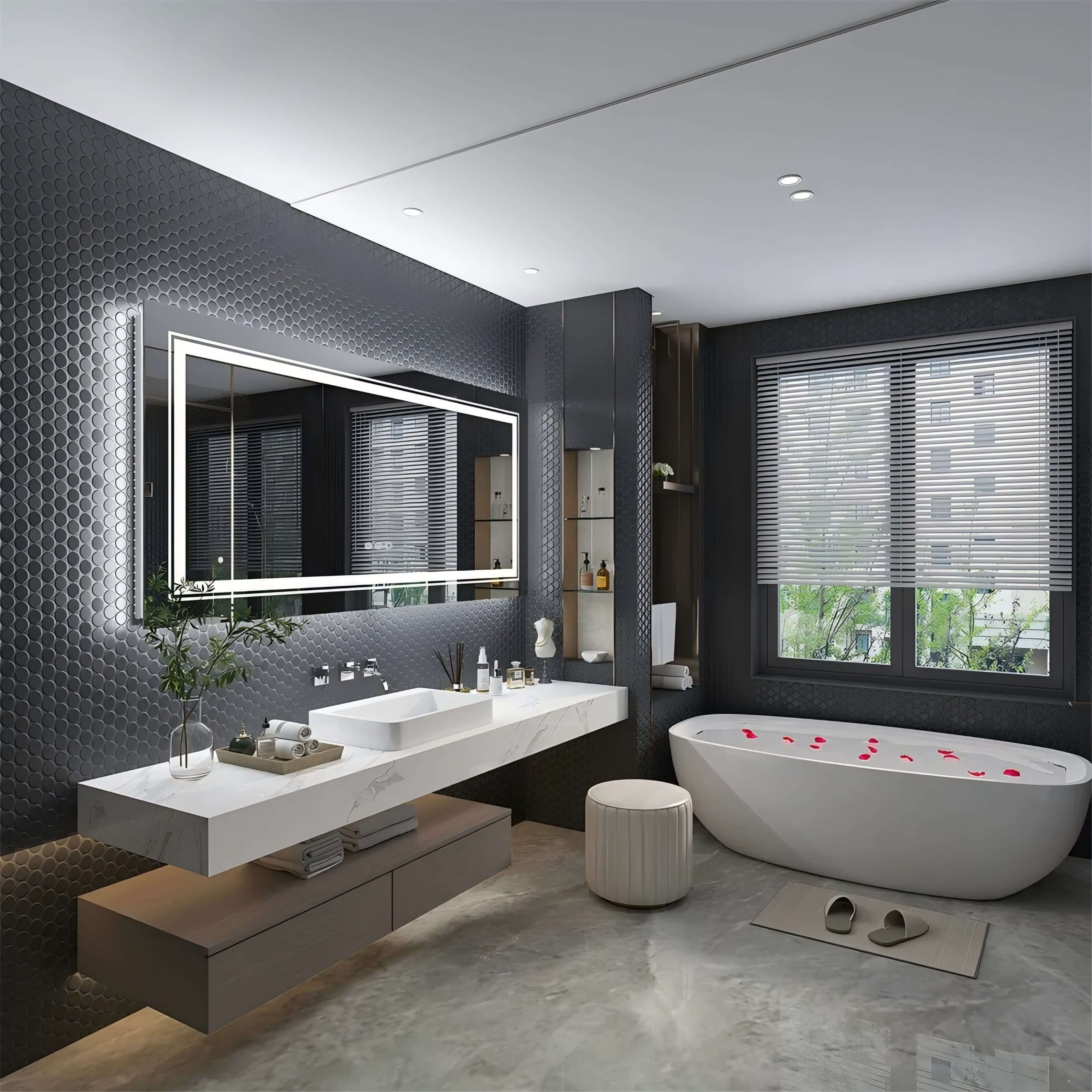Arklyfe Smart Bathroom Mirror Warm Light – 50x70cm with Demister & Clock | Arklyfe Australia