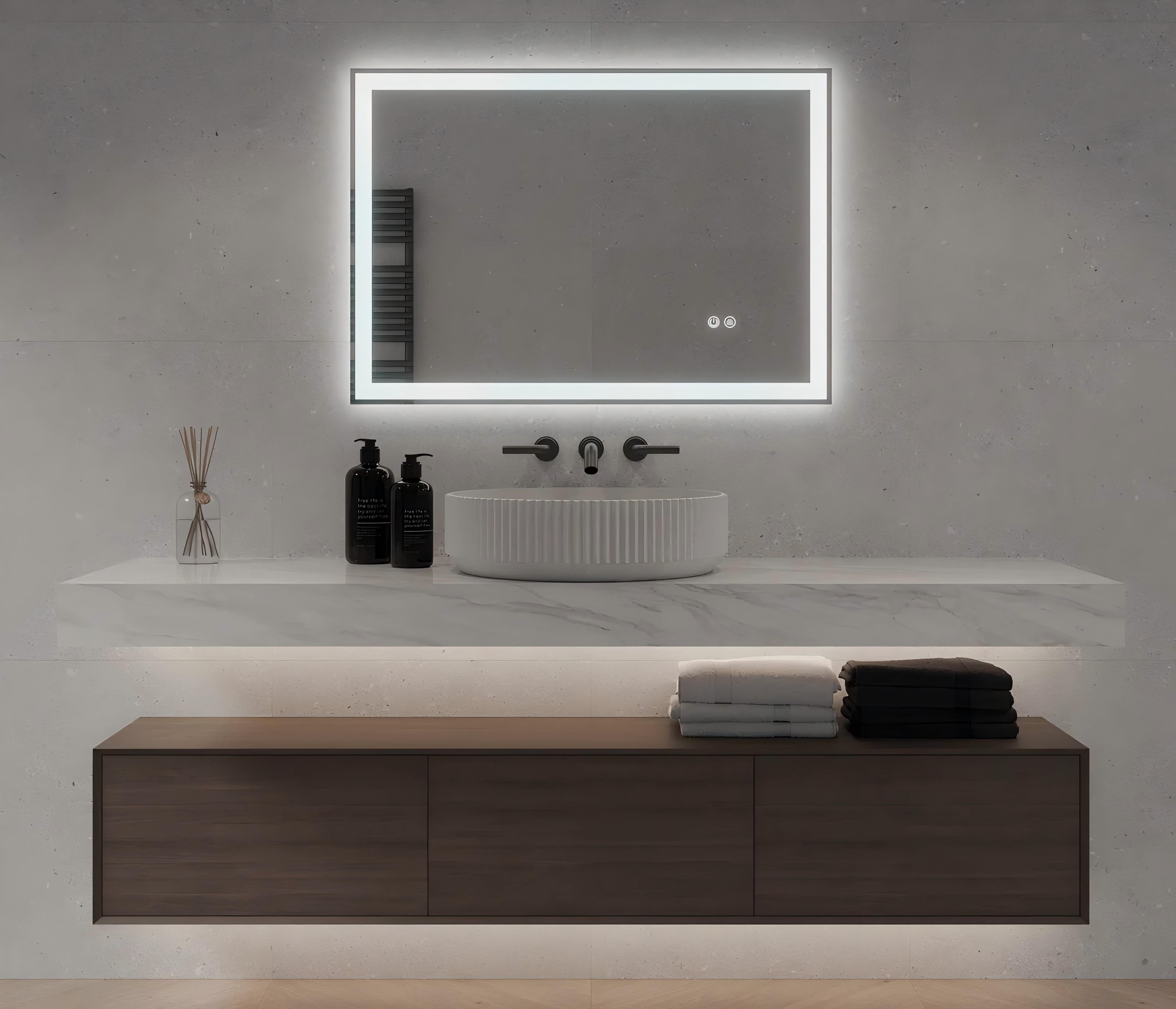 Arklyfe Smart Bathroom Mirror White Light – 50x70cm with Demister & Clock | Arklyfe Australia
