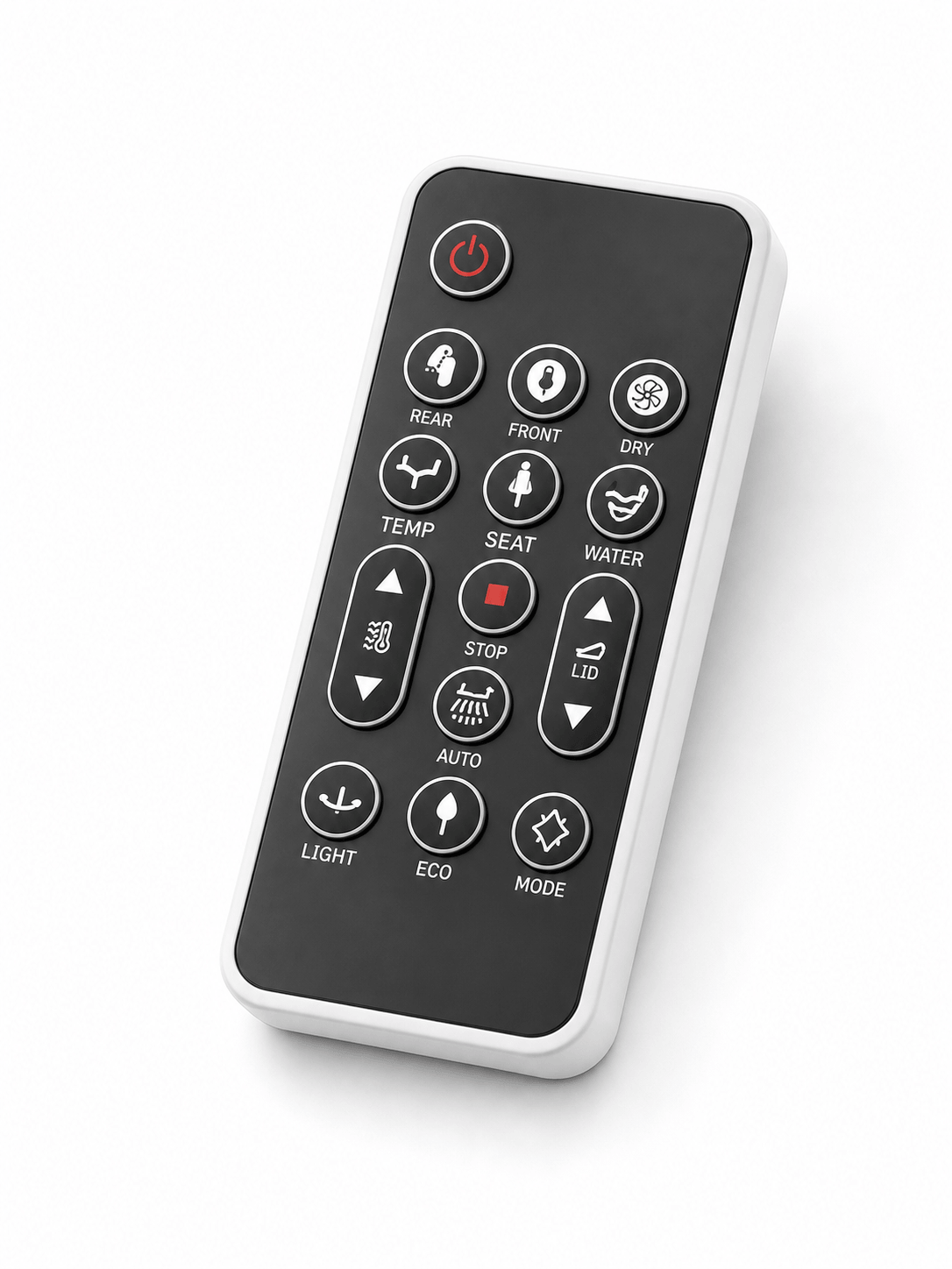 Arklyfe Smart Toilet Seat — illustrative detail render of the wireless remote control accessory
