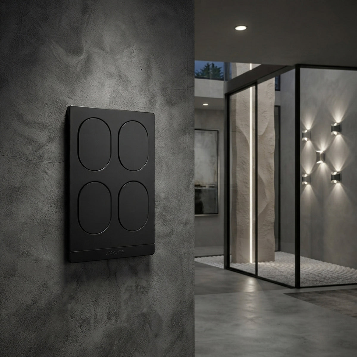 StellarTrack non-illuminated Matter over Thread smart switch installed in a modern interior | Arklyfe Australia
