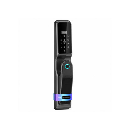 JINK Door Lock P8 exterior panel in a black finish on a clean white background
