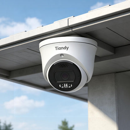 TC-C38XQ 8MP AI Turret Camera shown in a proposed installation setting