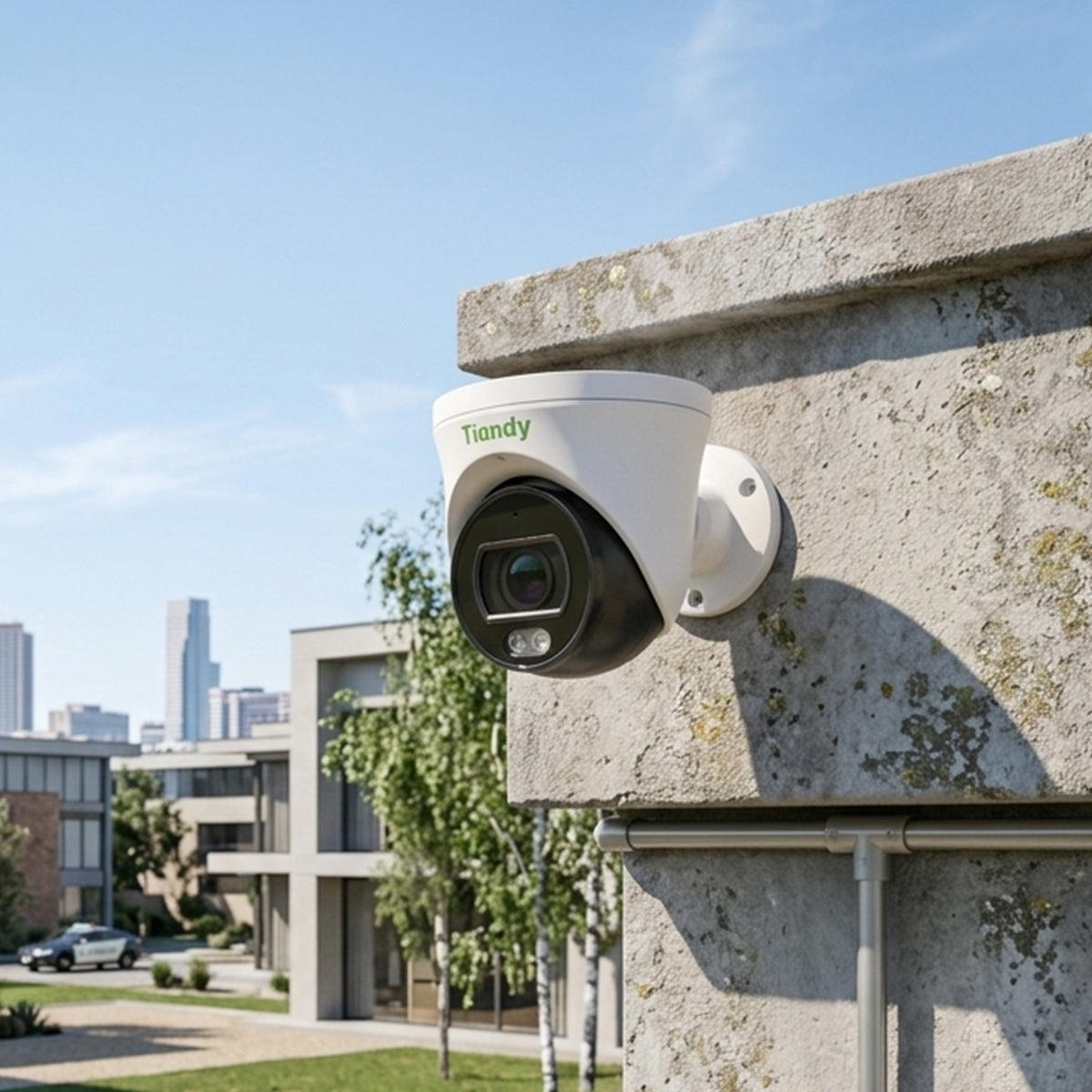 TC-C34SV 4MP Colour Turret Camera shown in a proposed installation setting