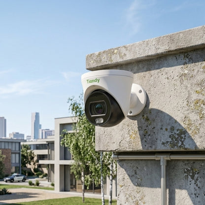 TC-C34SV 4MP Colour Turret Camera shown in a proposed installation setting