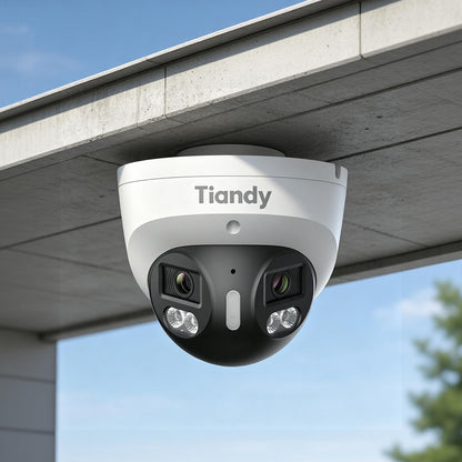 TC-C386V 8MP Panoramic Turret Camera shown in a proposed installation setting