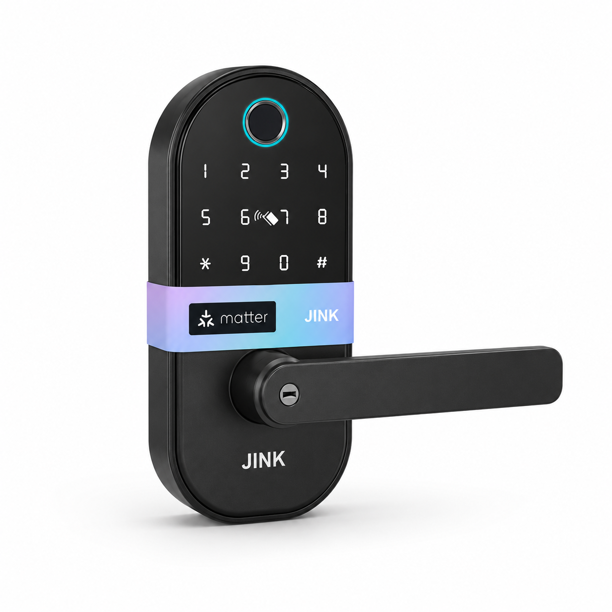 JINK Lock Air Matter smart lock in a black finish on a clean white background