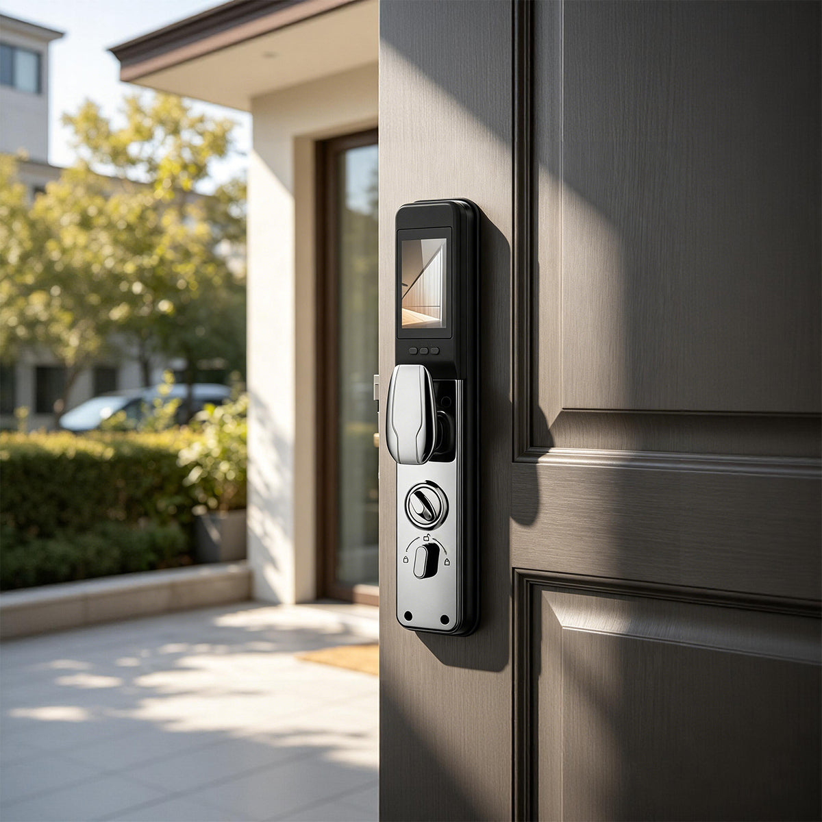 M17 smart lock installed on a modern front door