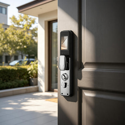M17 smart lock installed on a modern front door