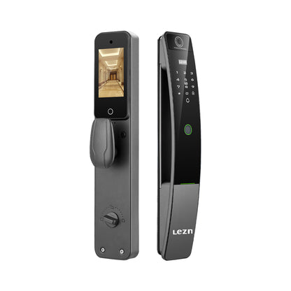 Arklyfe M30 smart lock front and interior assemblies in a dark powder-coated finish