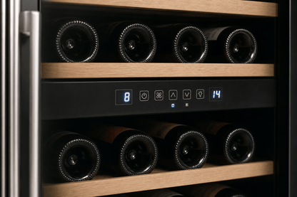 Arklyfe ATLAN Dual Zone Under Counter Wine Cooler — illustrative detail render of the middle touch-panel divider
