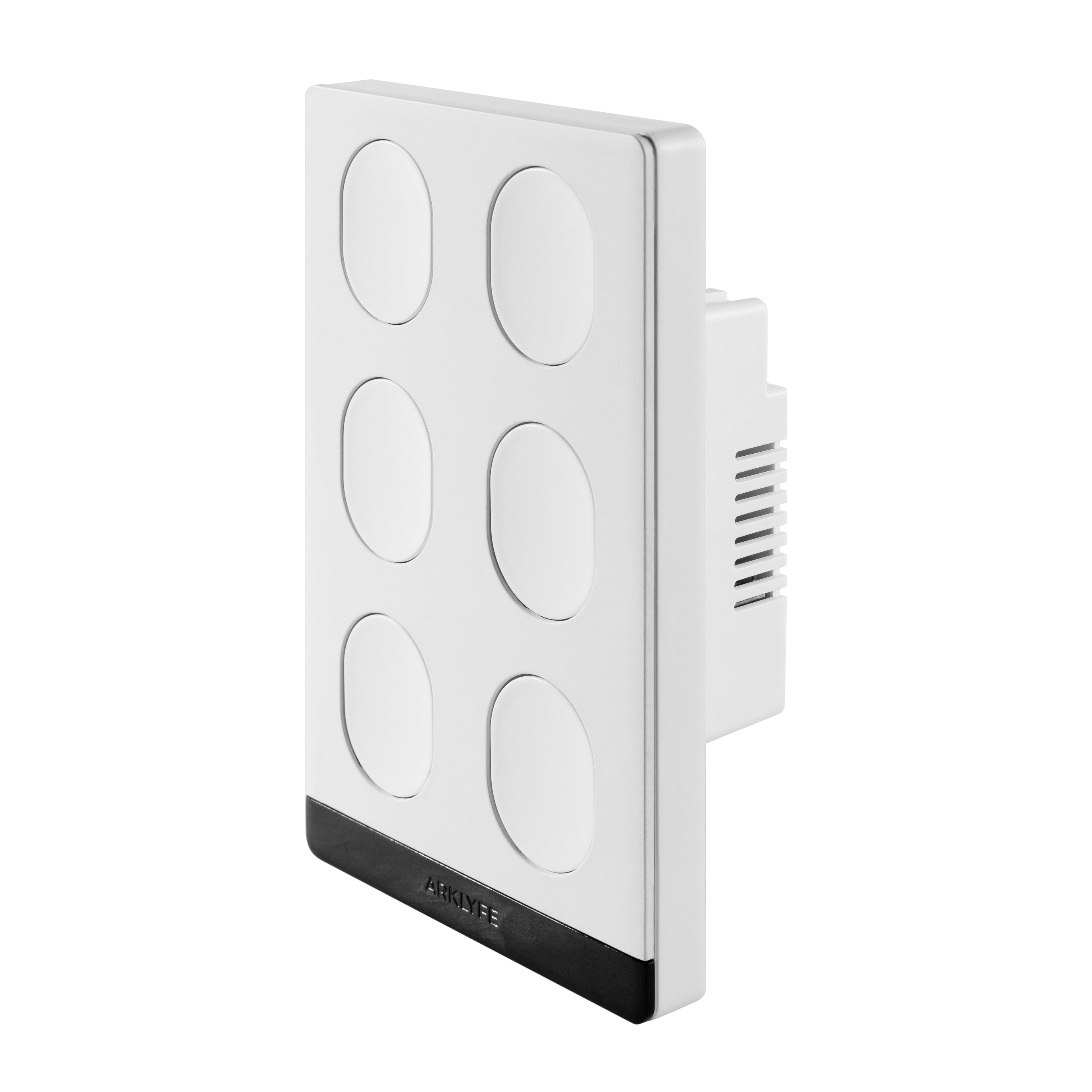 Knx Standard Smart Switch 6-Gang White — Side View | Arklyfe Australia