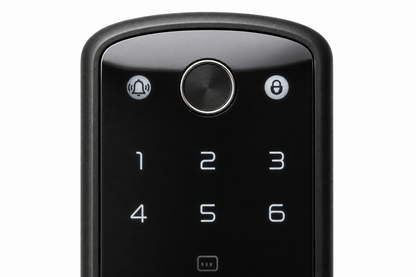 Arklyfe Smart Lock K7 – close-up of the glass touch keypad and fingerprint sensor | Arklyfe Australia
