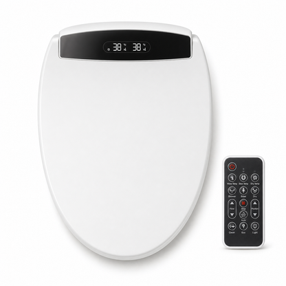 Arklyfe Smart Toilet Seat C3 — illustrative product render of the entry-tier bidet seat with twin LED temperature display and accompanying remote