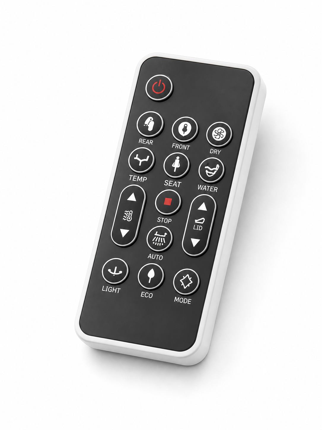 Arklyfe Smart Toilet Seat C5 — illustrative detail render of the wireless remote control