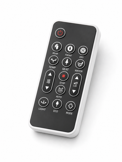 Arklyfe Smart Toilet Seat C5 — illustrative detail render of the wireless remote control