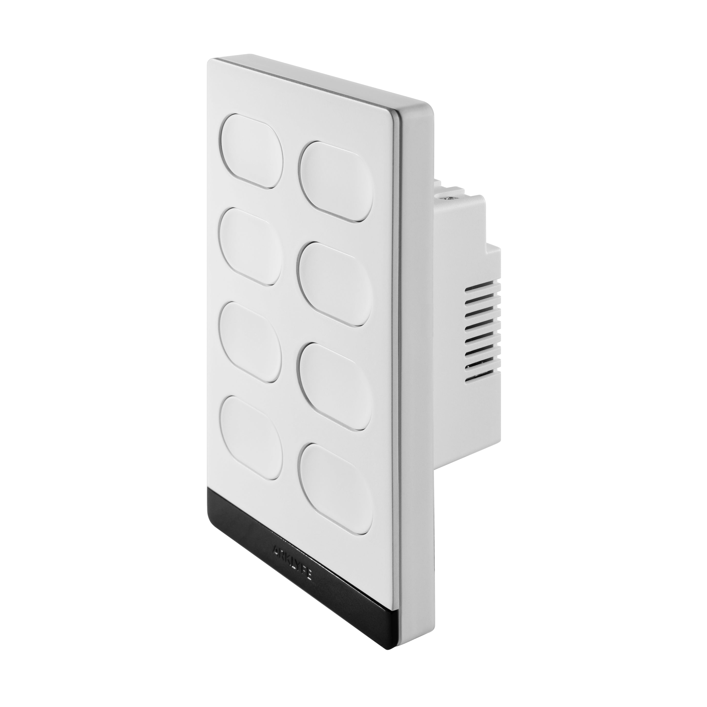 StellarTrack Matter Smart Switch with Built-in Light & Sensor (Thread) 8-Gang White — Side View | Arklyfe Australia